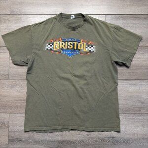 VTG Bristol Tennessee Speedway 2011 Feel The Heat Men's Green T-Shirt Size XL